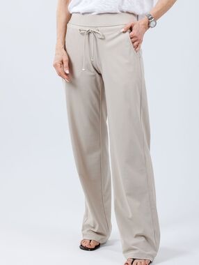 RAFFAELLO ROSSI Candice Wide-Leg Drawstring Pants in Light Taupe